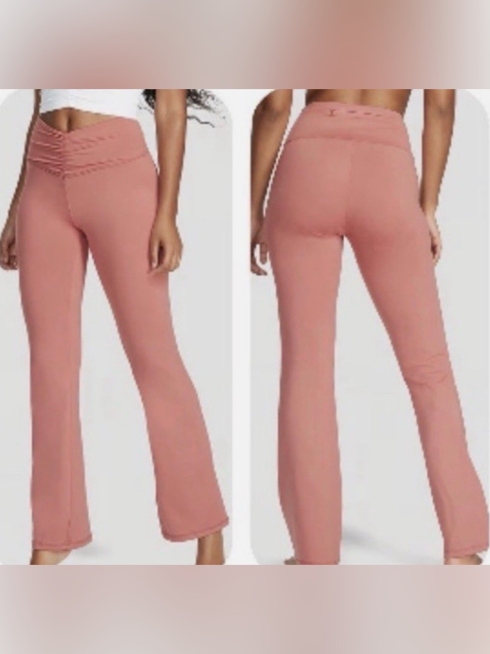 NWT Victoria’s Secret Love Cloud Flare Leggings Canyon Rose Ruched Waist